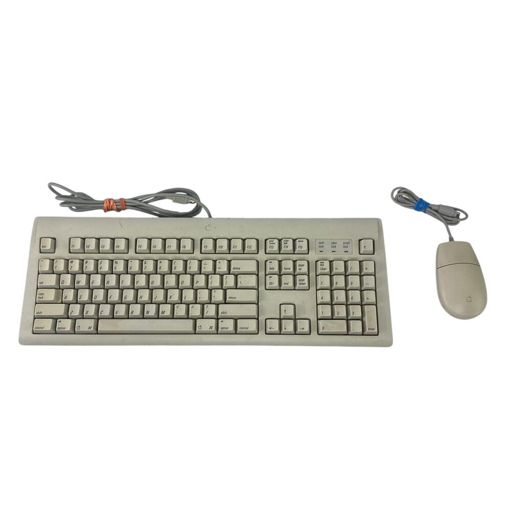 Vtg 1995 Apple AppleDesign Keyboard M2980 w Desktop Bus Mouse II M2706 Macintosh